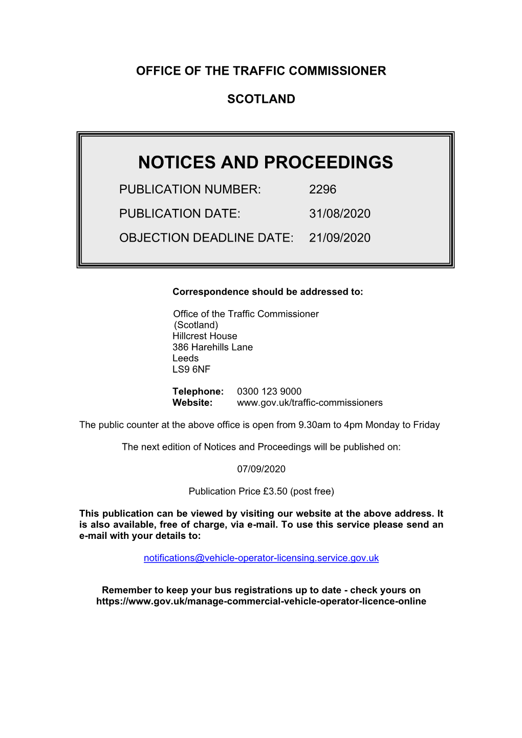 Notices and Proceedings for Scotland