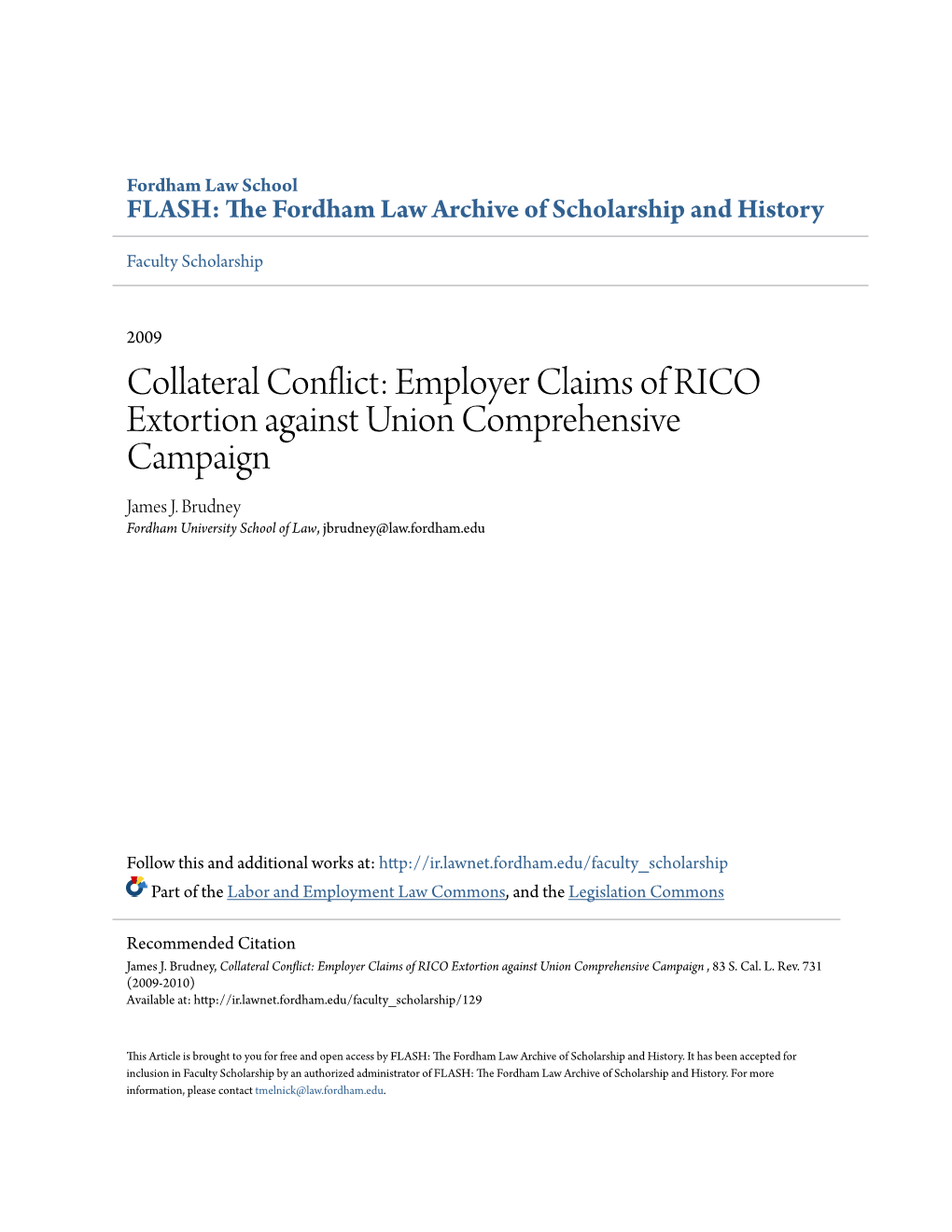 Employer Claims of RICO Extortion Against Union Comprehensive Campaign James J