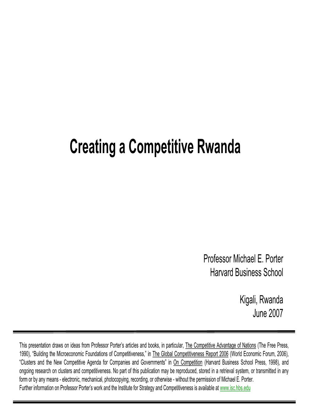 Creating a Competitive Rwanda