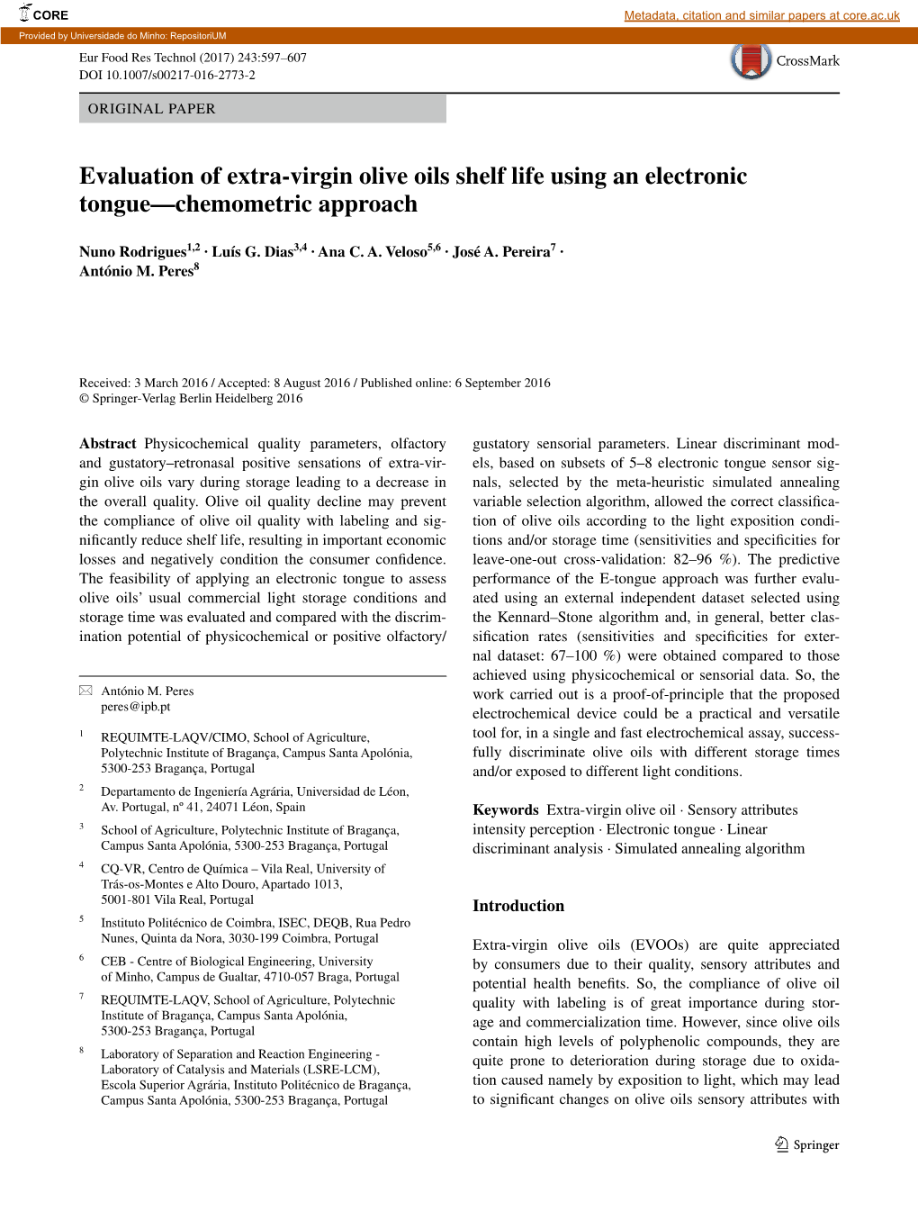 Evaluation of Extra-Virgin Olive Oils Shelf Life Using an Electronic Tongue