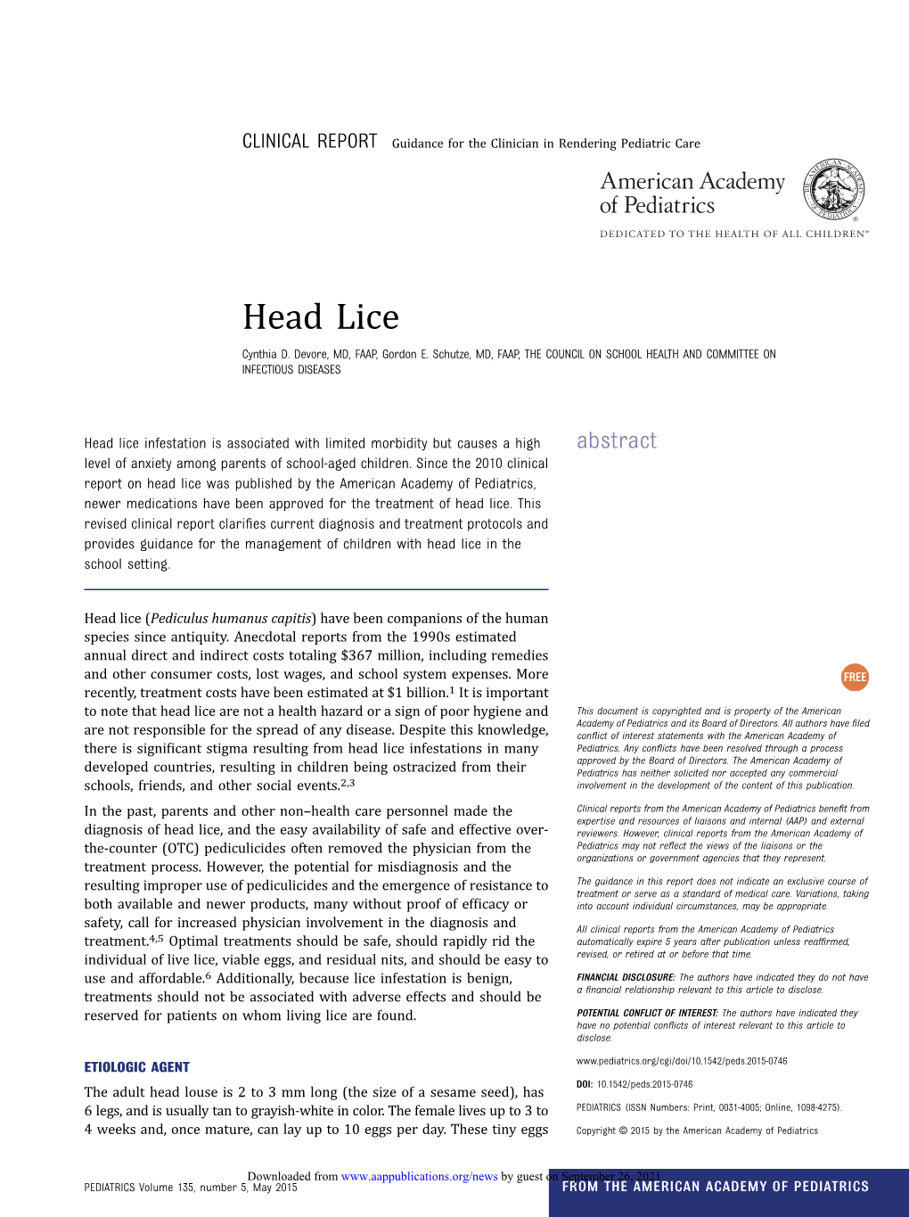 Clinical Report: Head Lice