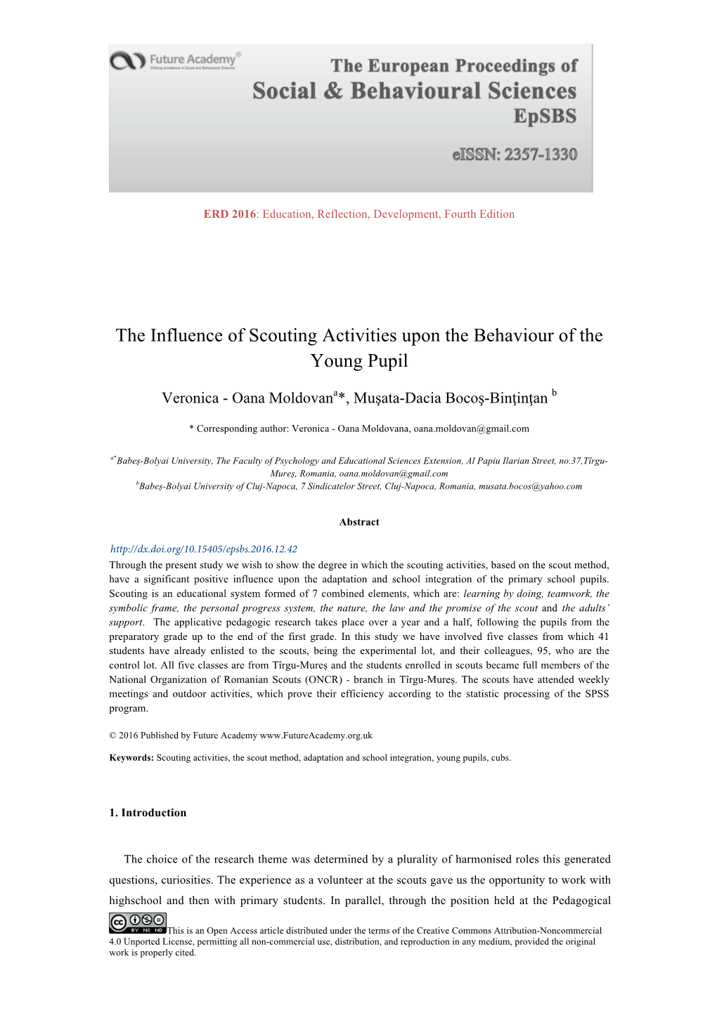 The Influence of Scouting Activities Upon the Behaviour of the Young Pupil