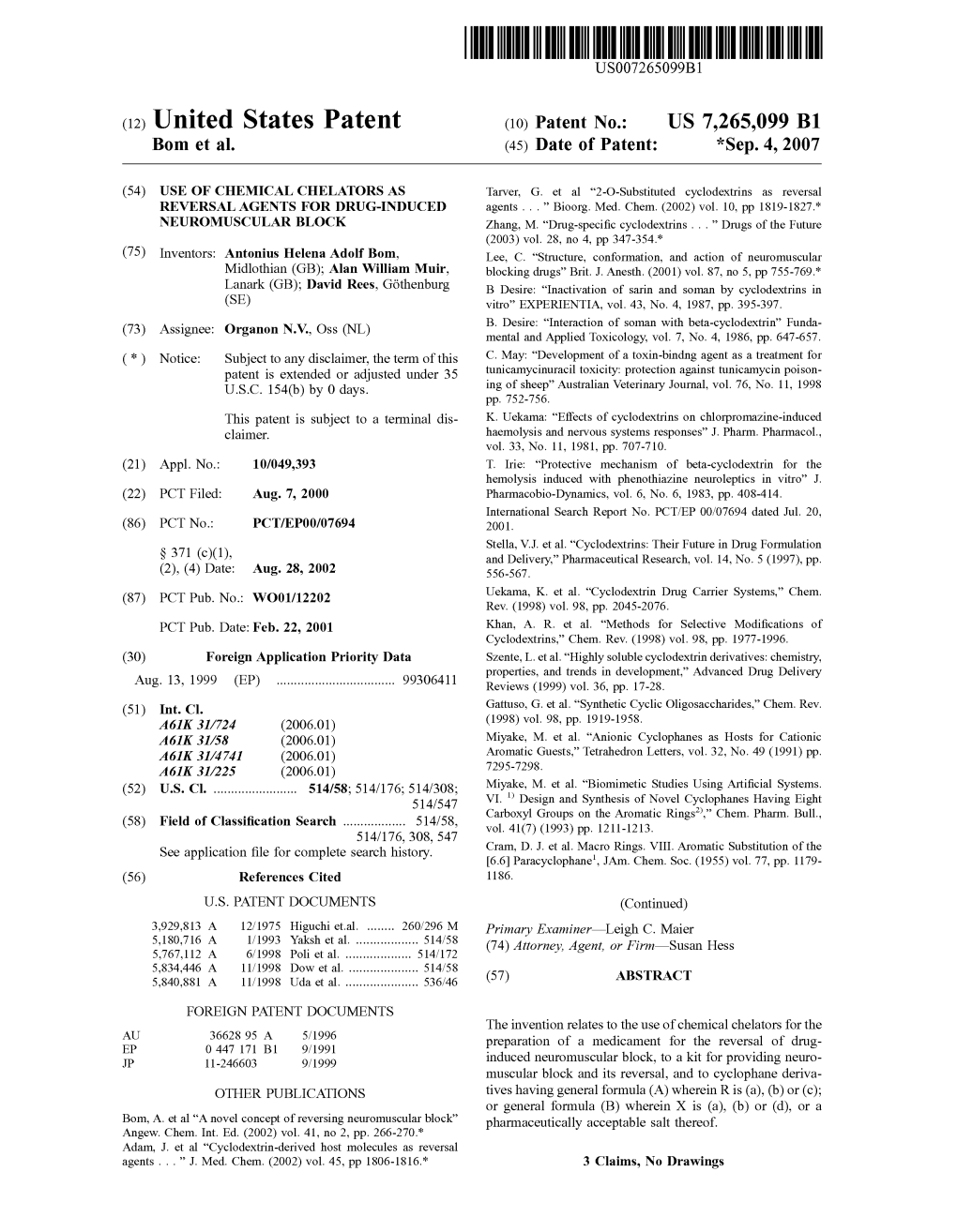 (12) United States Patent (10) Patent N0.: US 7,265,099 B1 Born Et A1