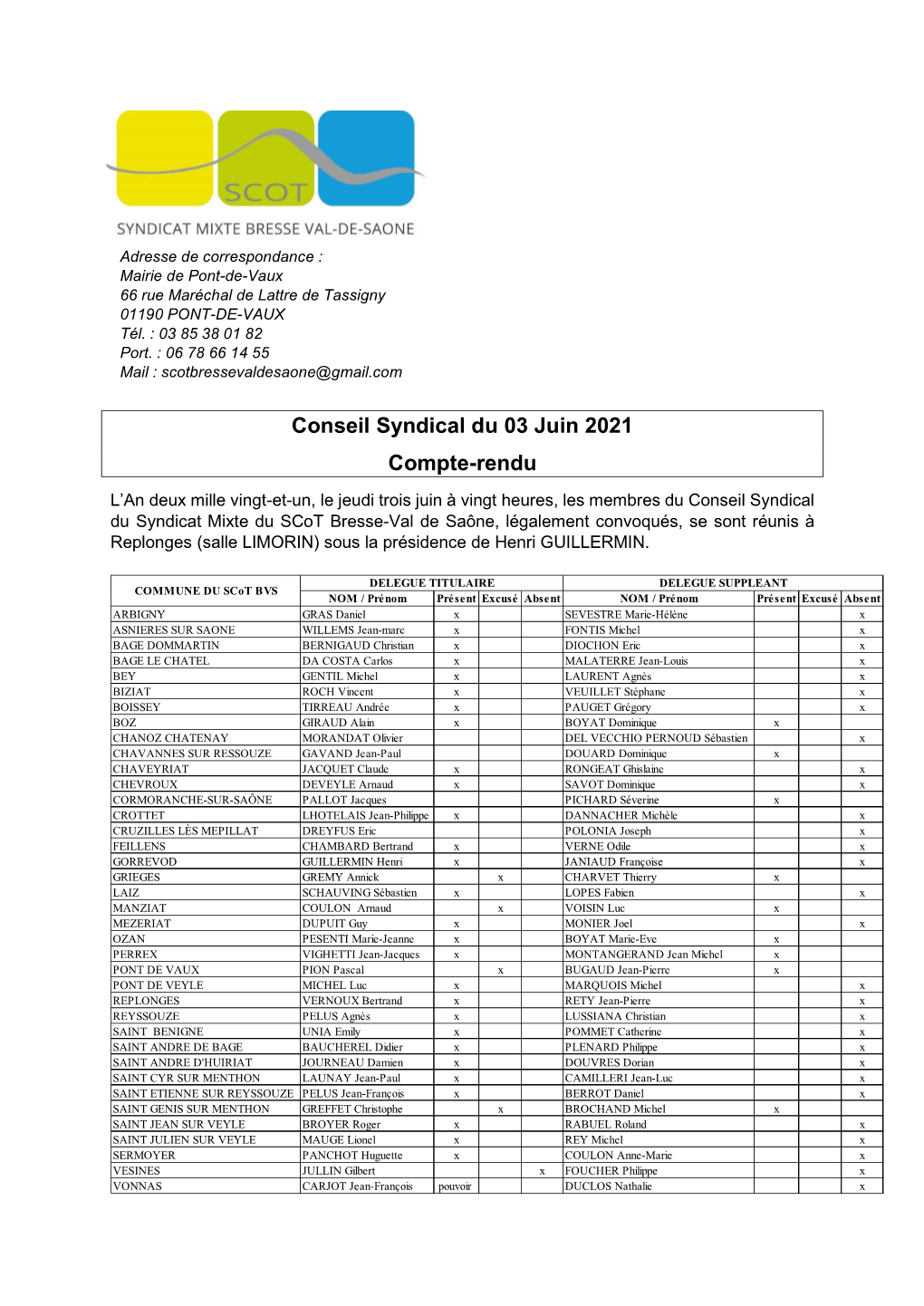 Conseil Syndical Du 03 Juin 2021 Compte-Rendu