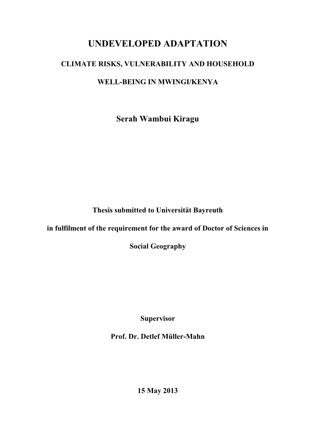 Undeveloped Adaptation: Climate