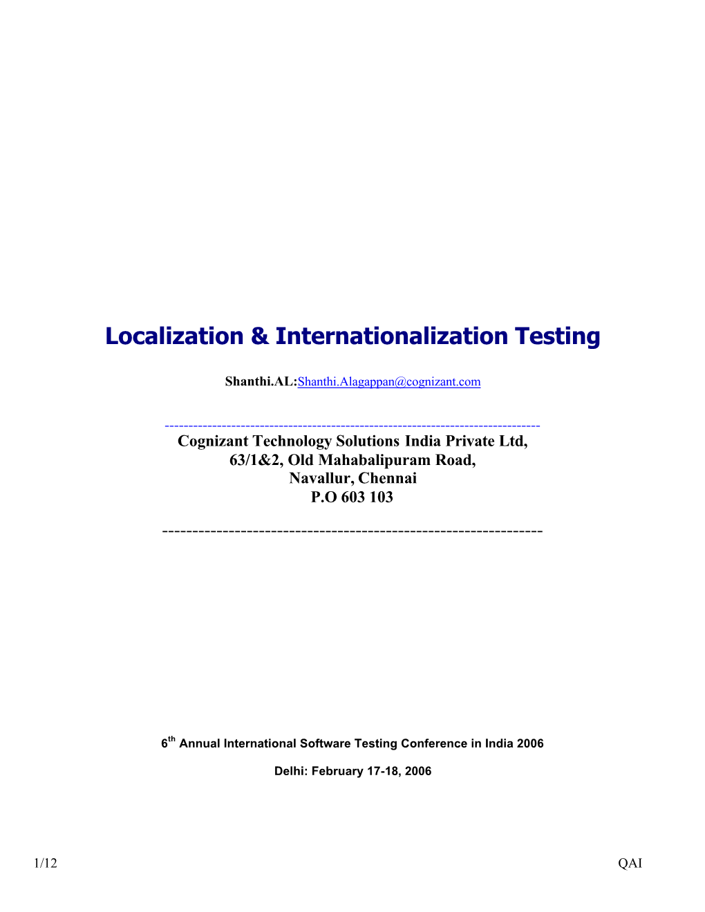 Localization & Internationalization Testing