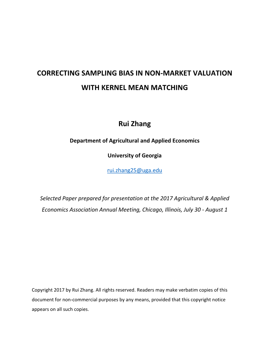 Correcting Sampling Bias in Non-Market Valuation with Kernel Mean Matching