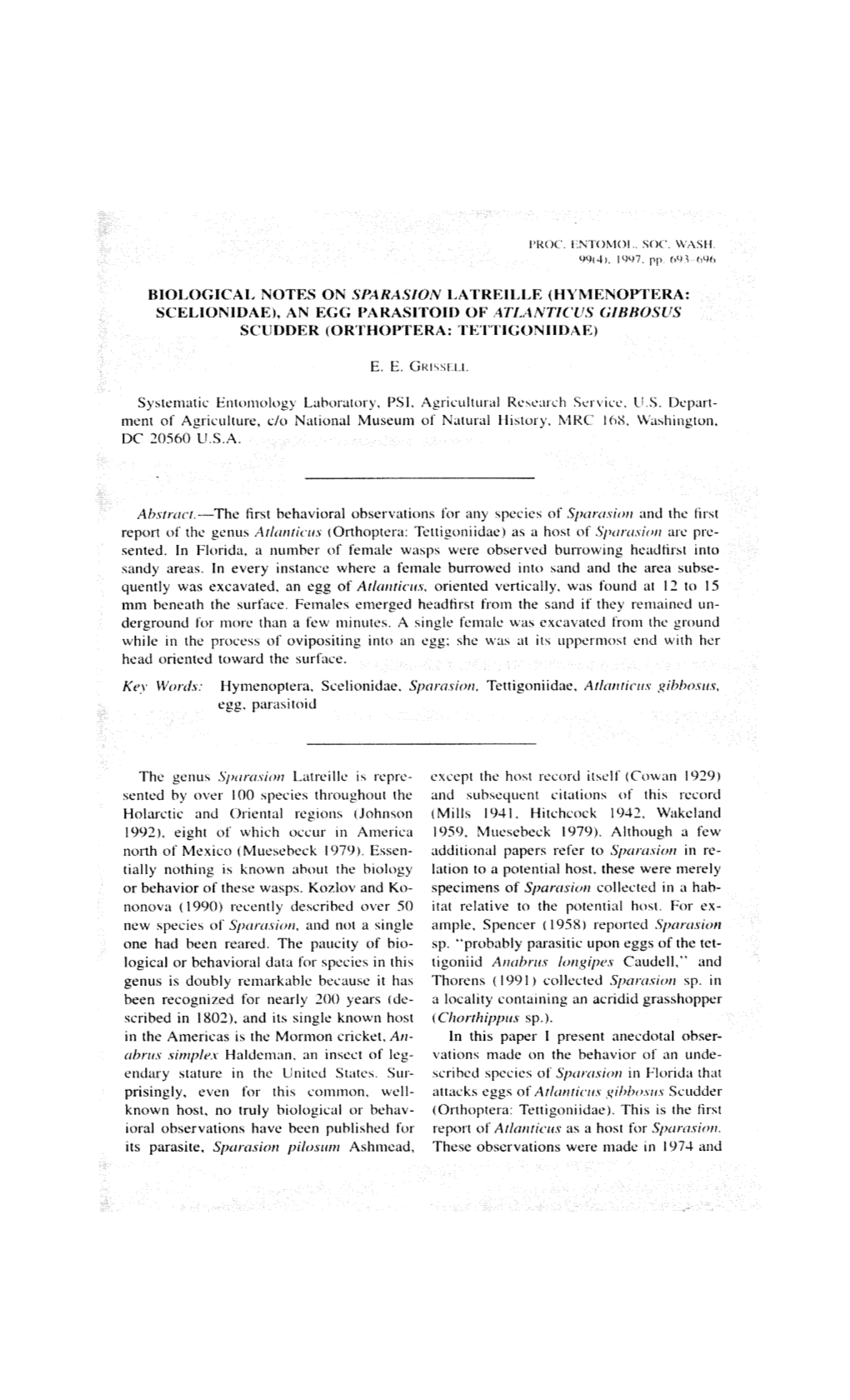 Systematic Entomology Laboratory. PSI, Agricultural Research Service