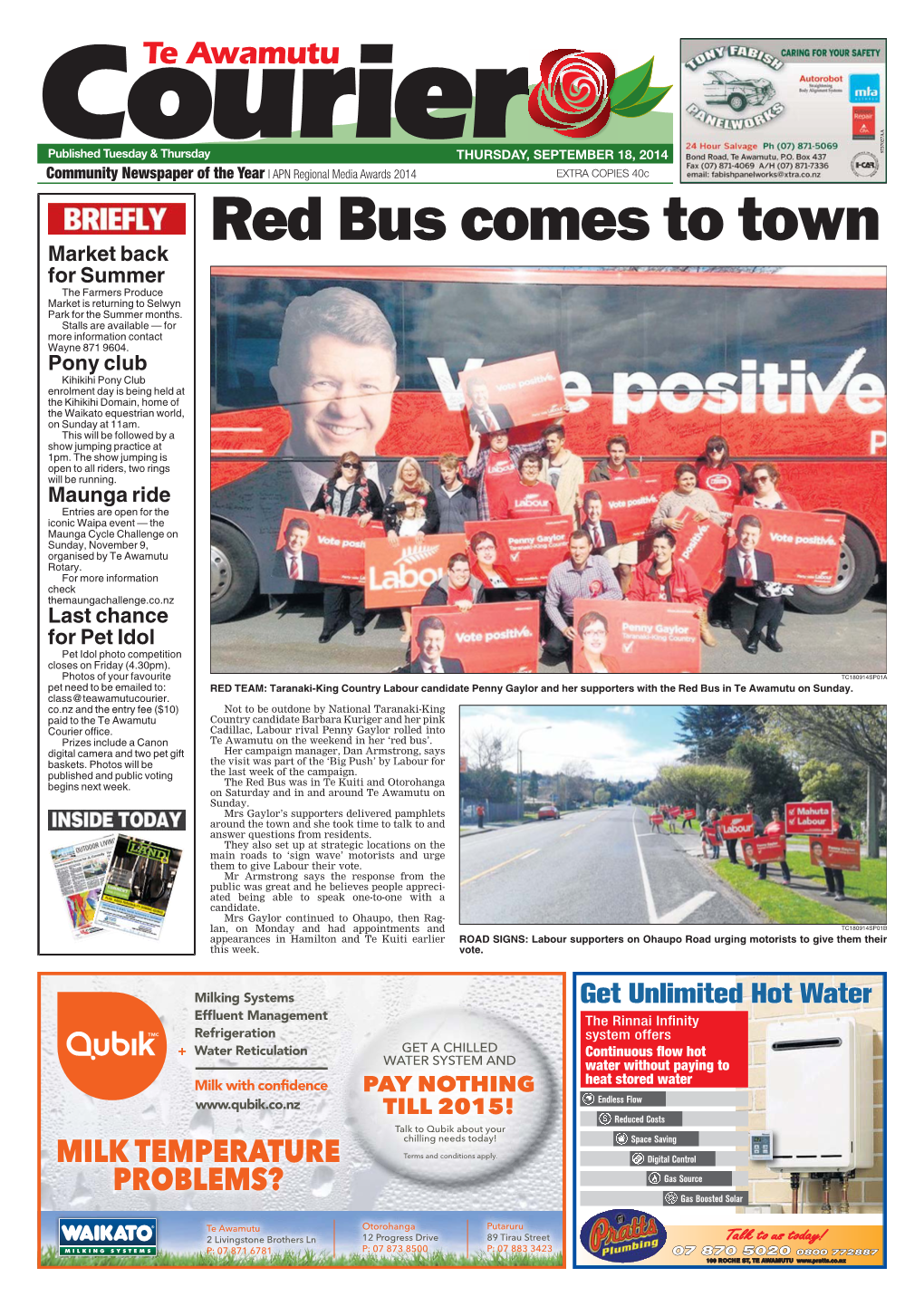 Te Awamutu Courier Thursday, September 18, 2014