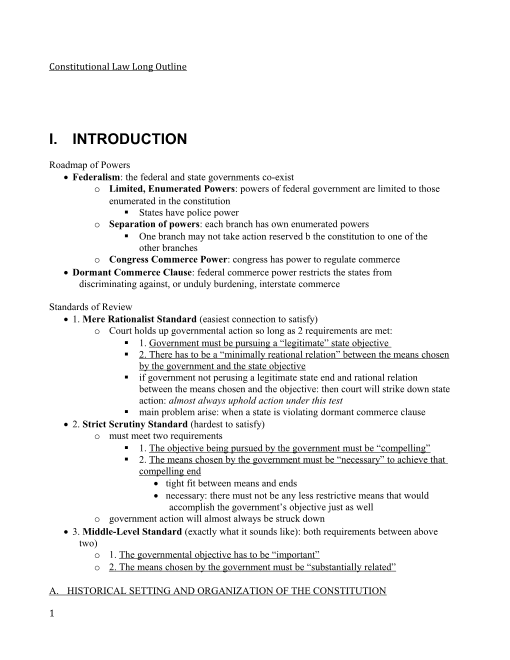 Constitutional Law Long Outline