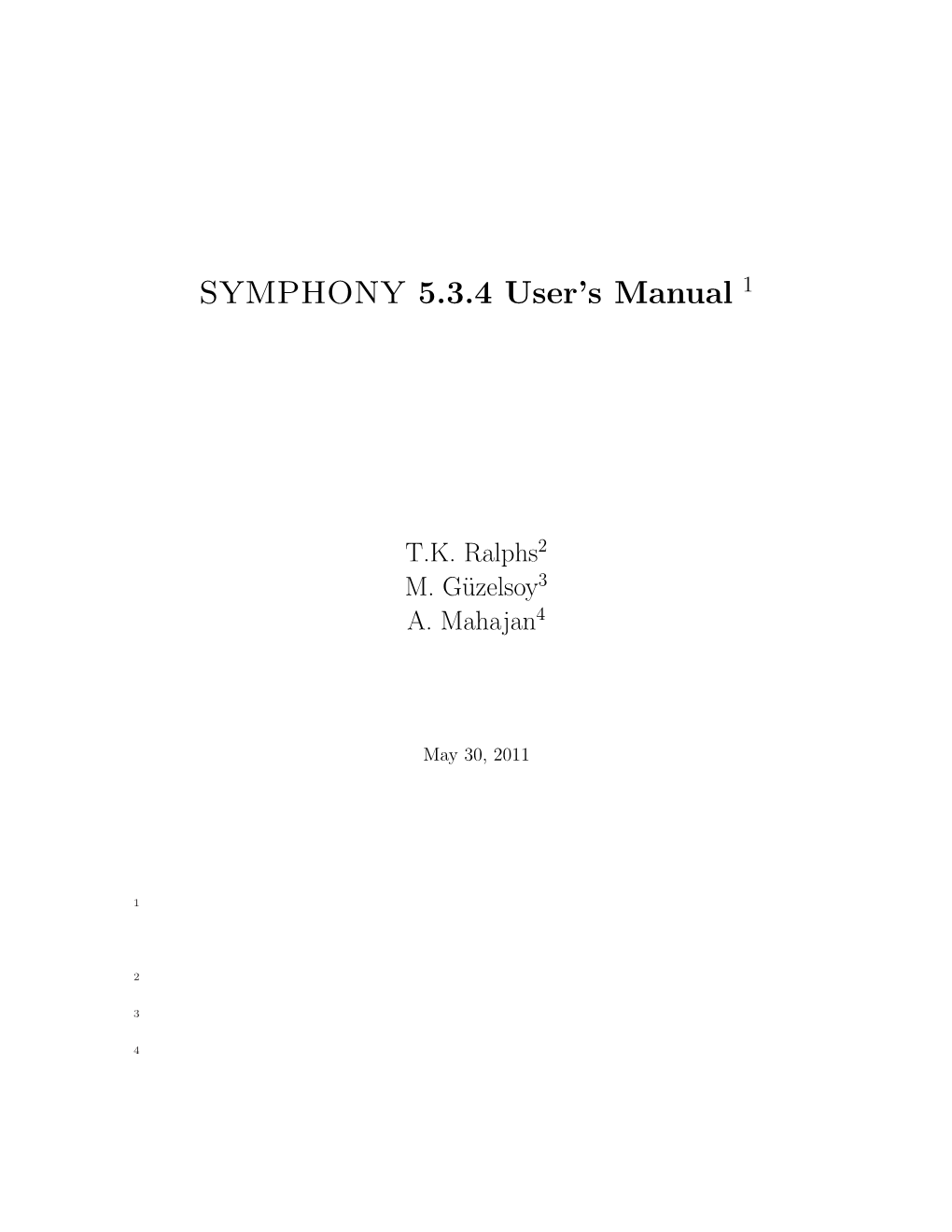 SYMPHONY 5.3.4 User's Manual 1