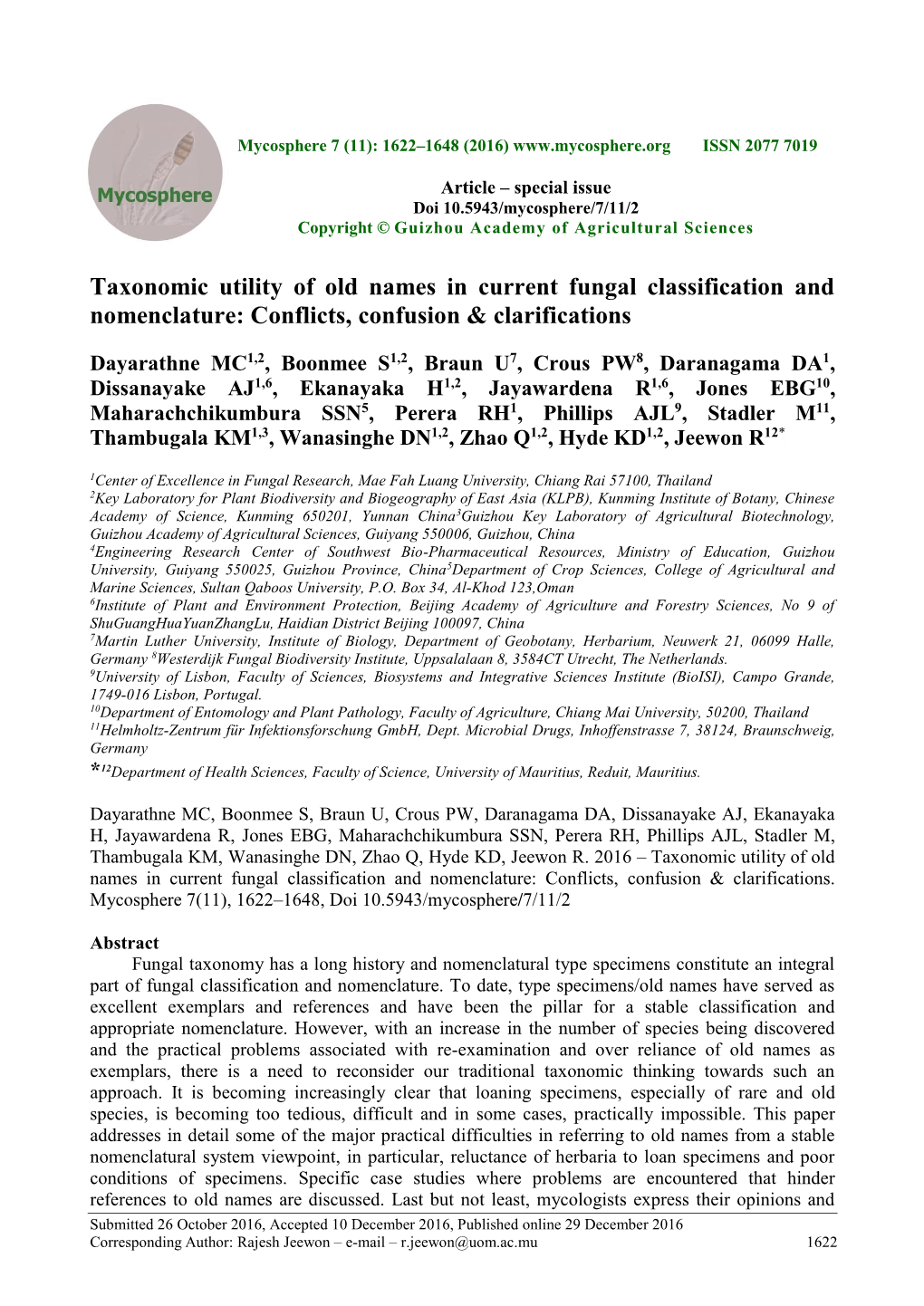 Taxonomic Utility of Old Names in Current Fungal Classification and Nomenclature: Conflicts, Confusion & Clarifications