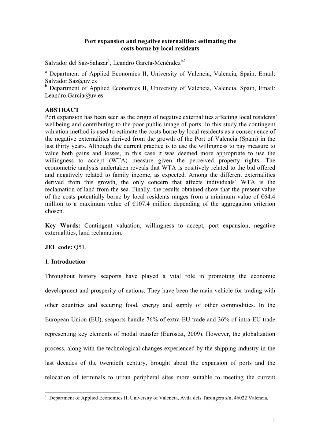 Port Expansion and Negative Externalities: Estimating the Costs Borne by Local Residents