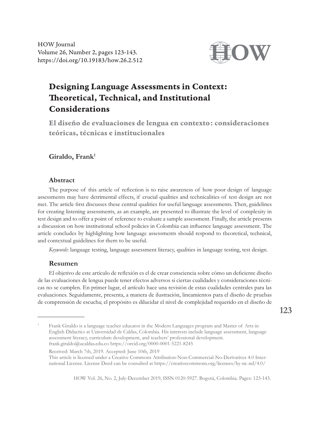 123 Designing Language Assessments in Context