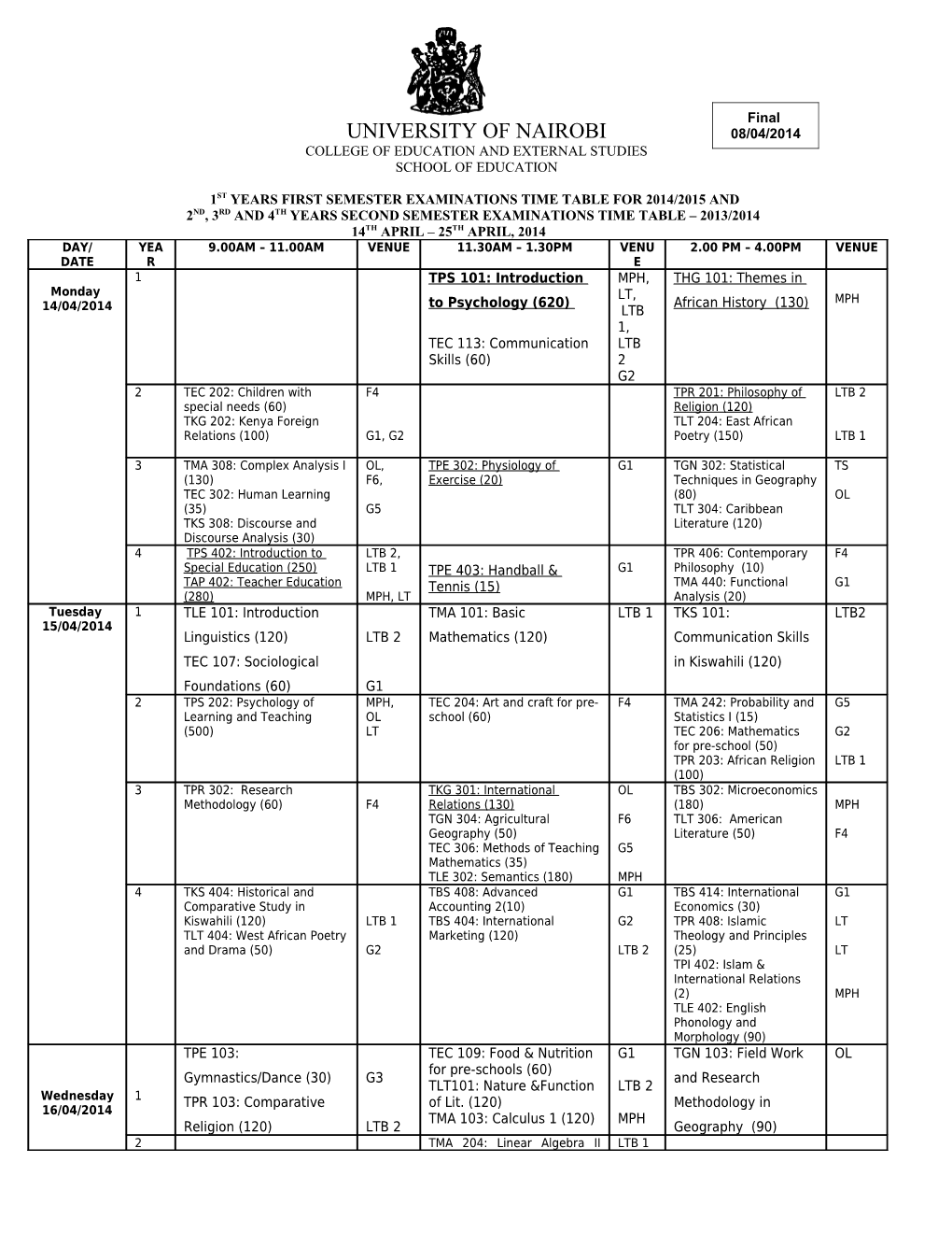 College of Education and External Studies