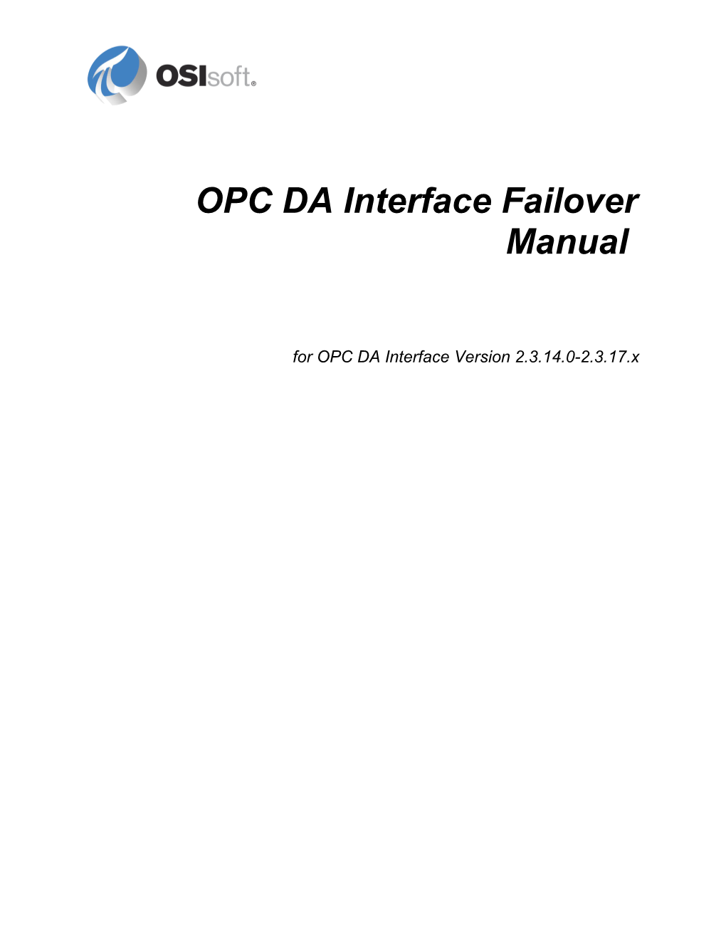 OPC DA Interface Failover Manual