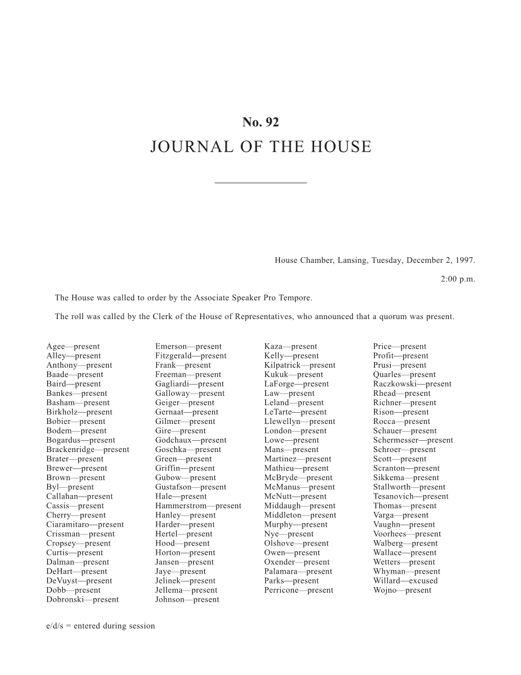 Journal of the House