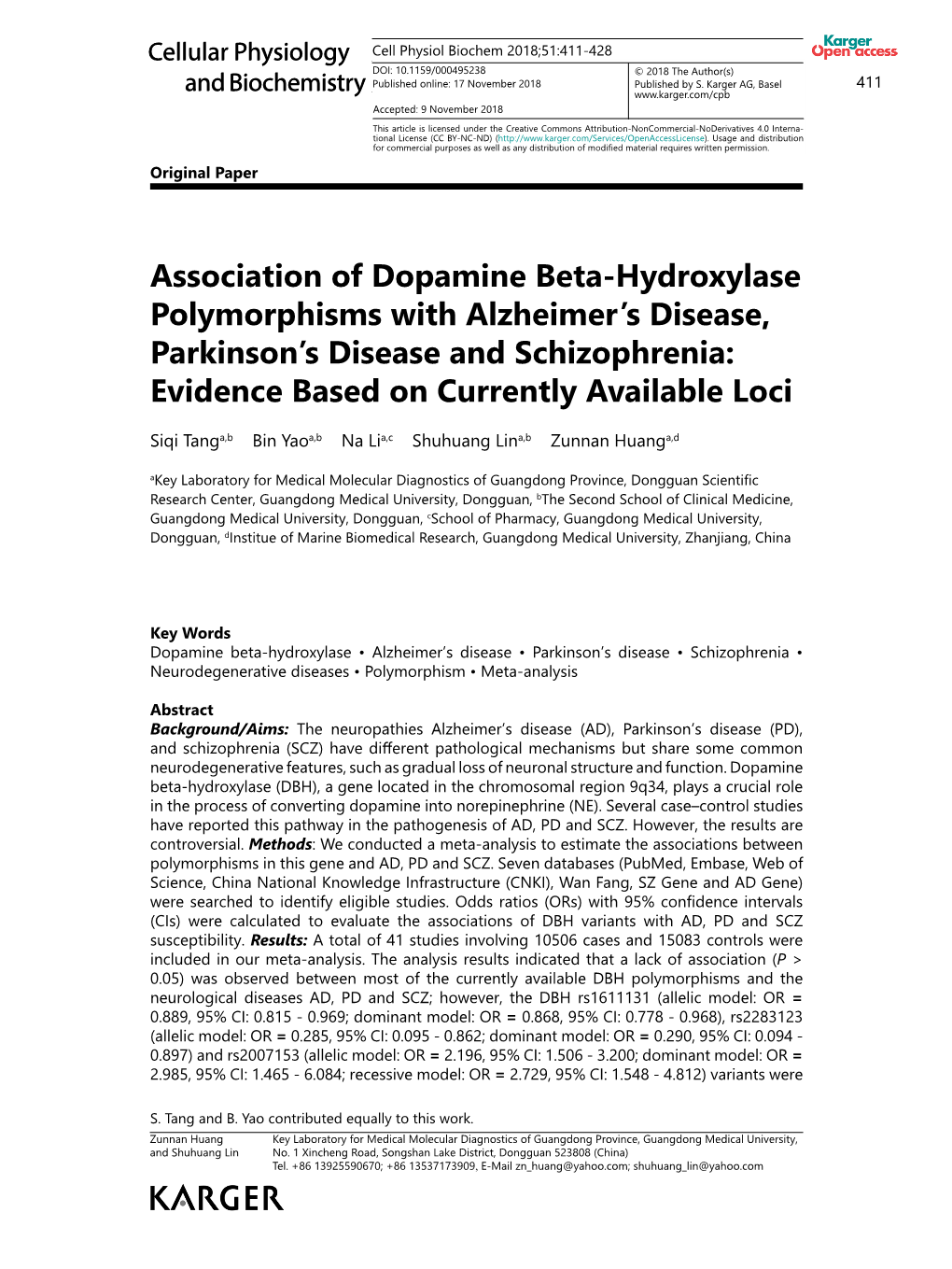 Association of Dopamine Beta-Hydroxylase Polymorphisms with Alzheimer’S Disease, Parkinson’S Disease and Schizophrenia: Evidence Based on Currently Available Loci