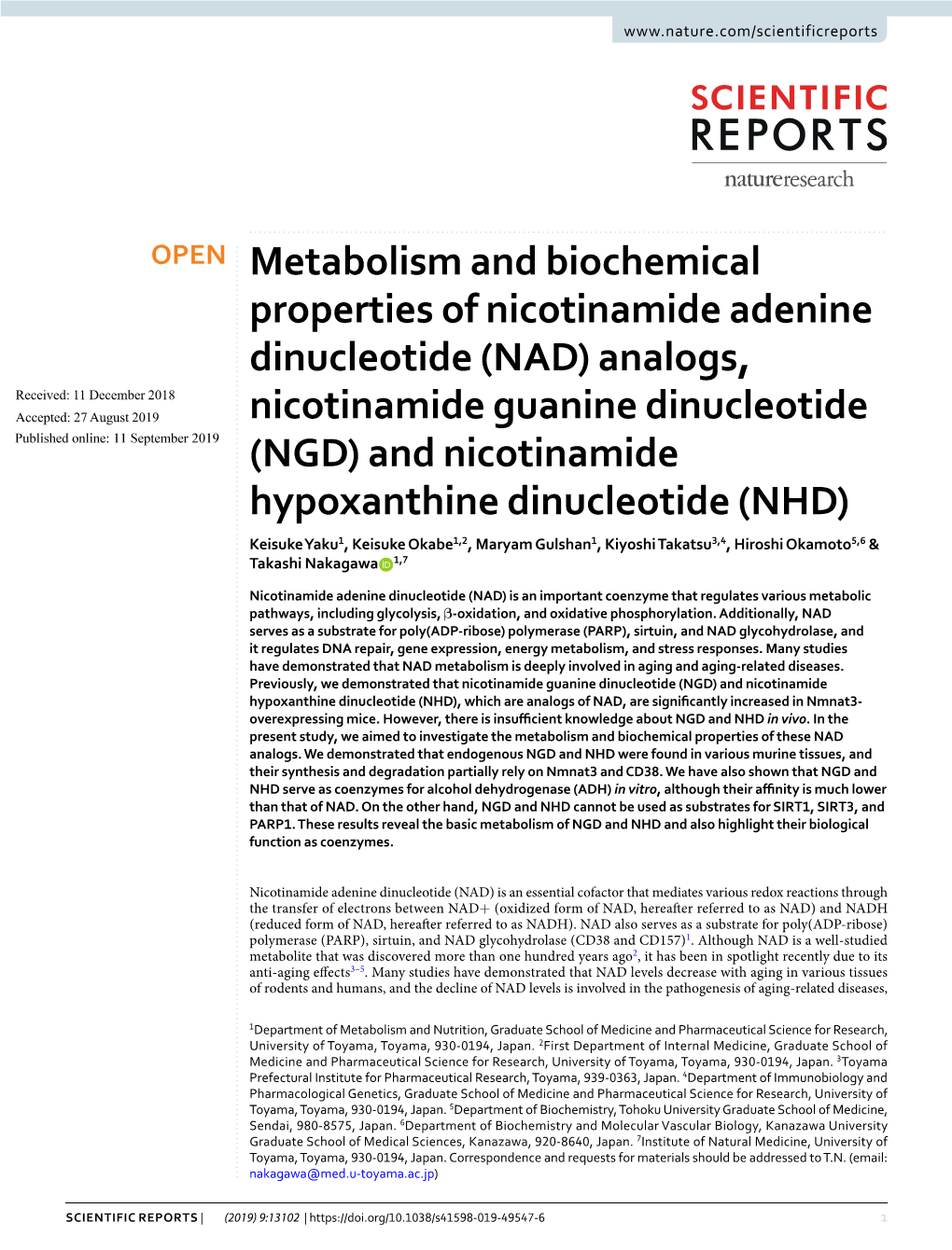 Metabolism and Biochemical Properties of Nicotinamide