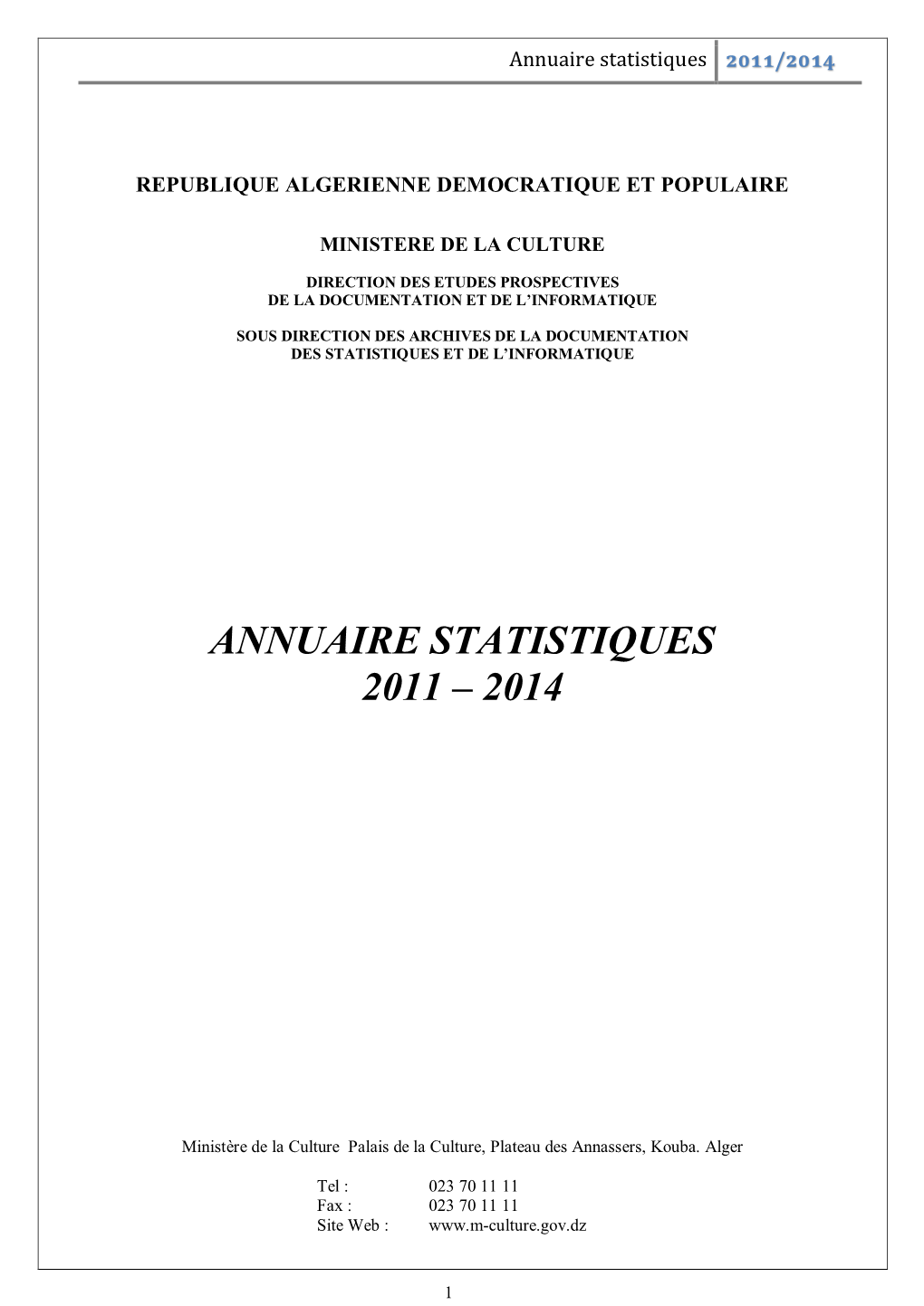 Annuaire Statistiques 2011/2014