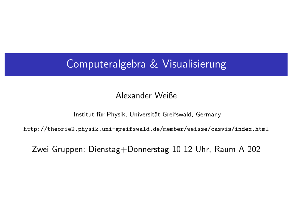 Computeralgebra & Visualisierung