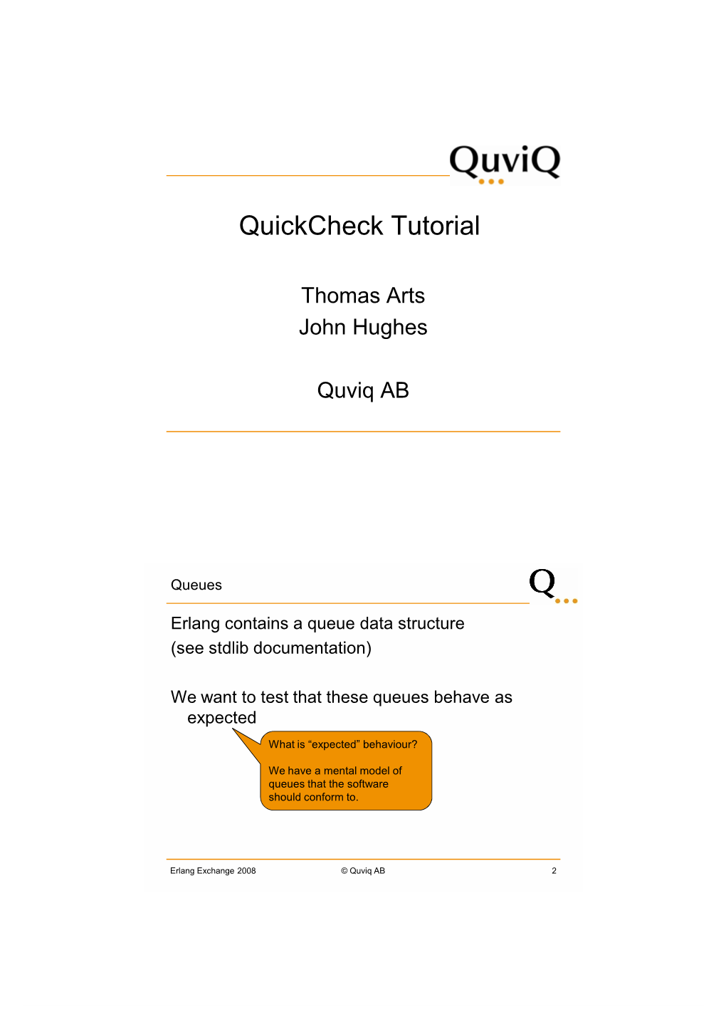 Quickcheck Tutorial