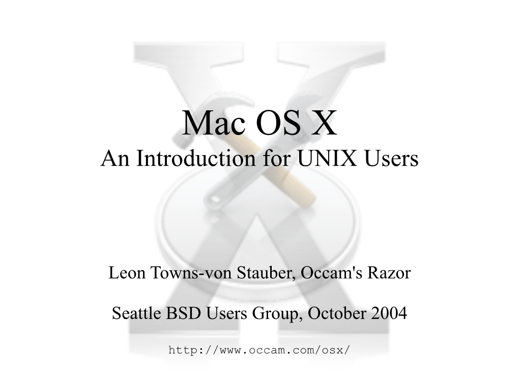 Mac OS X Intro for UNIX Users