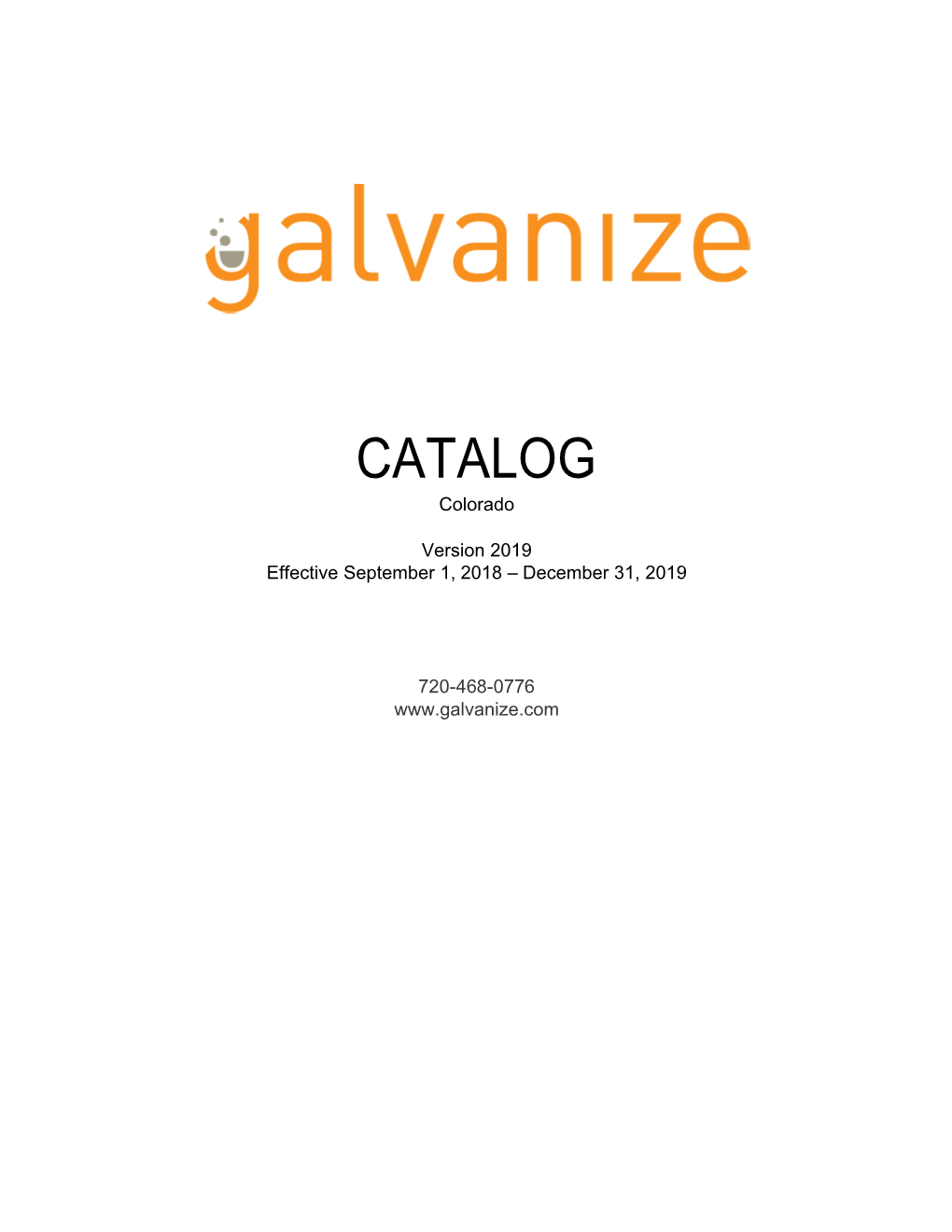 Galvanize Colorado Catalog