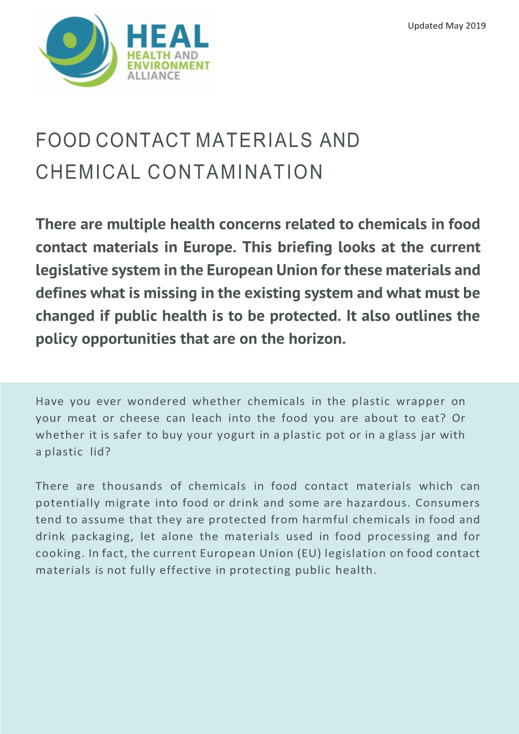 Food Contact Materials and Chemical