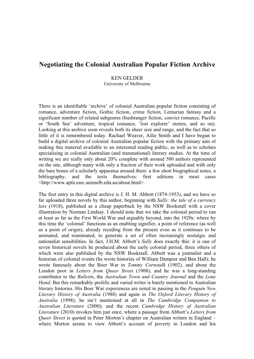 Negotiating the Colonial Australian Popular Fiction Archive