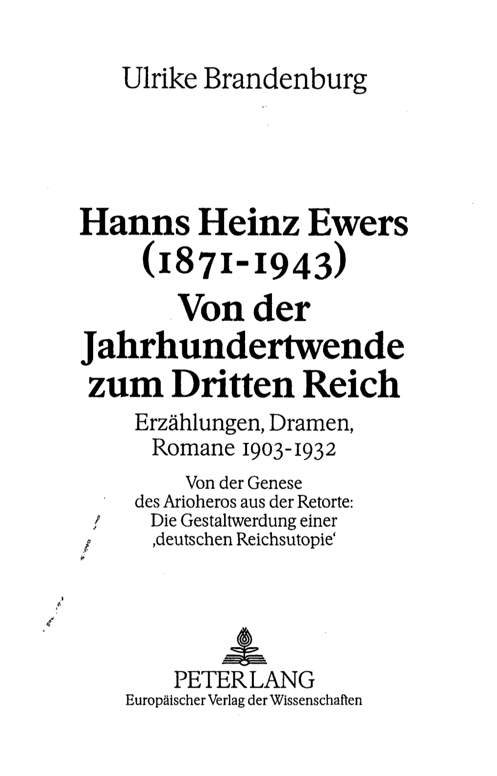 Hanns Heinz Ewers Von Der Jahrhundertwende Zum Dritten Reich