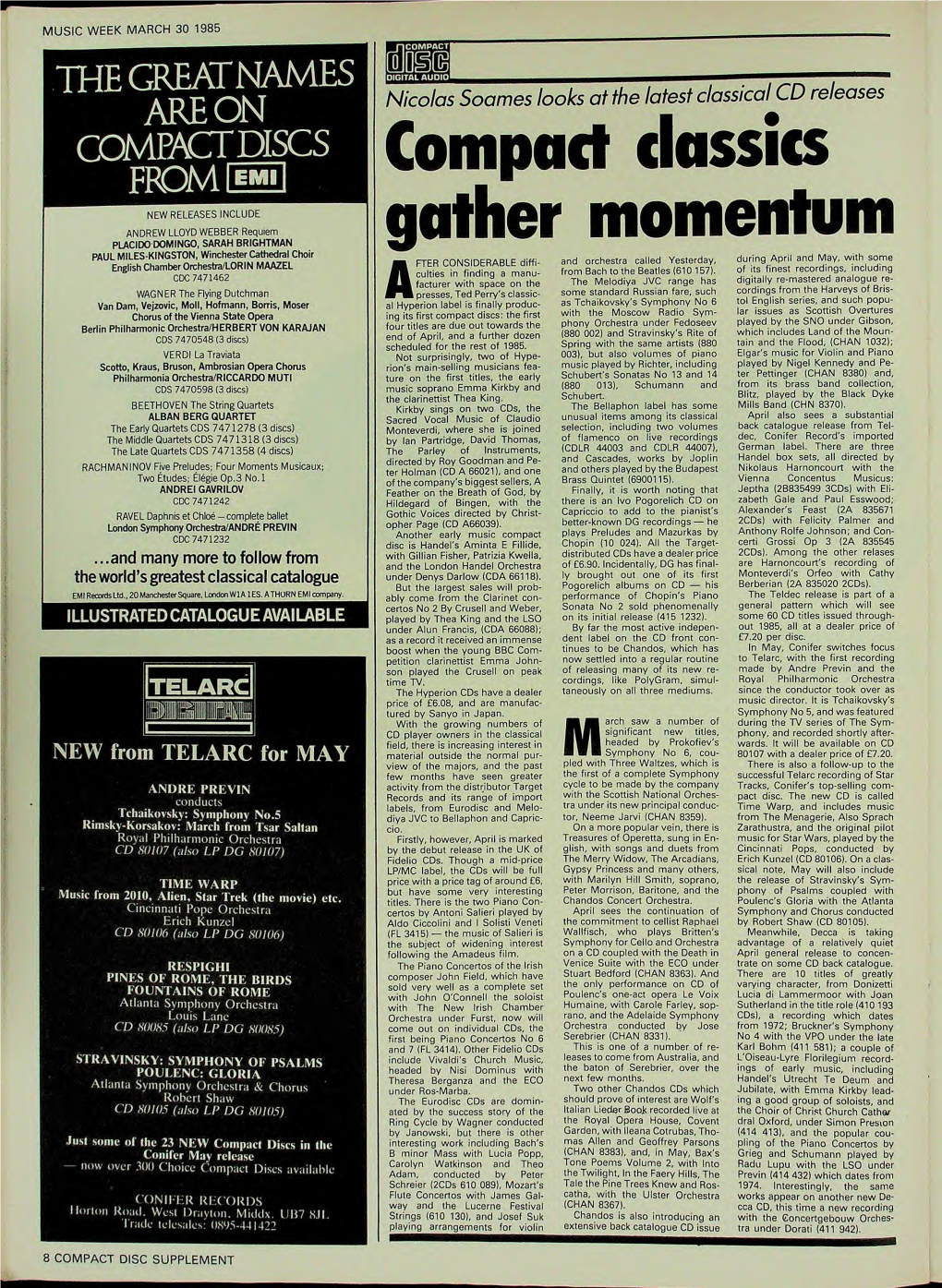 Music Week March 30 1985 the Greatnames Are On