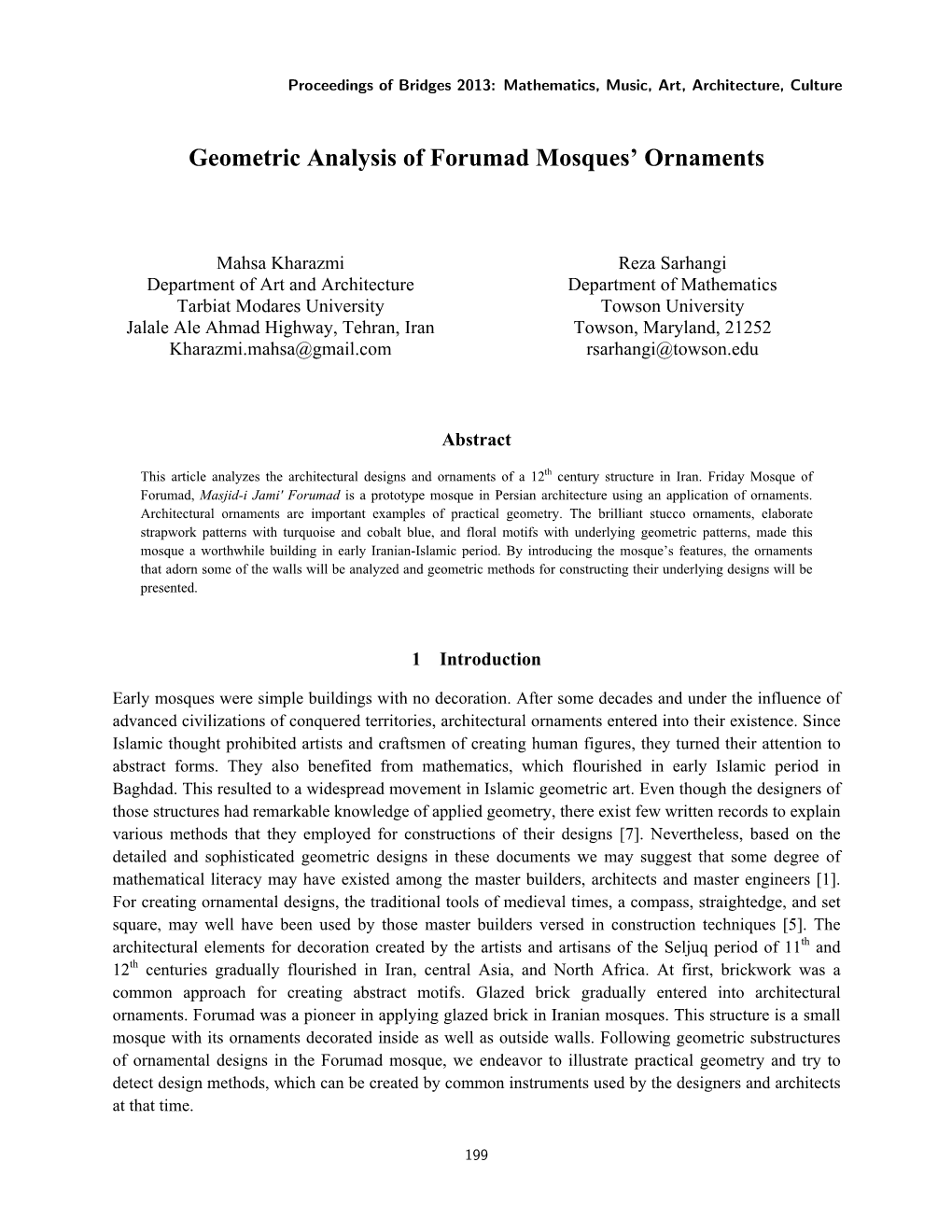 Geometric Analysis of Forumad Mosques' Ornaments