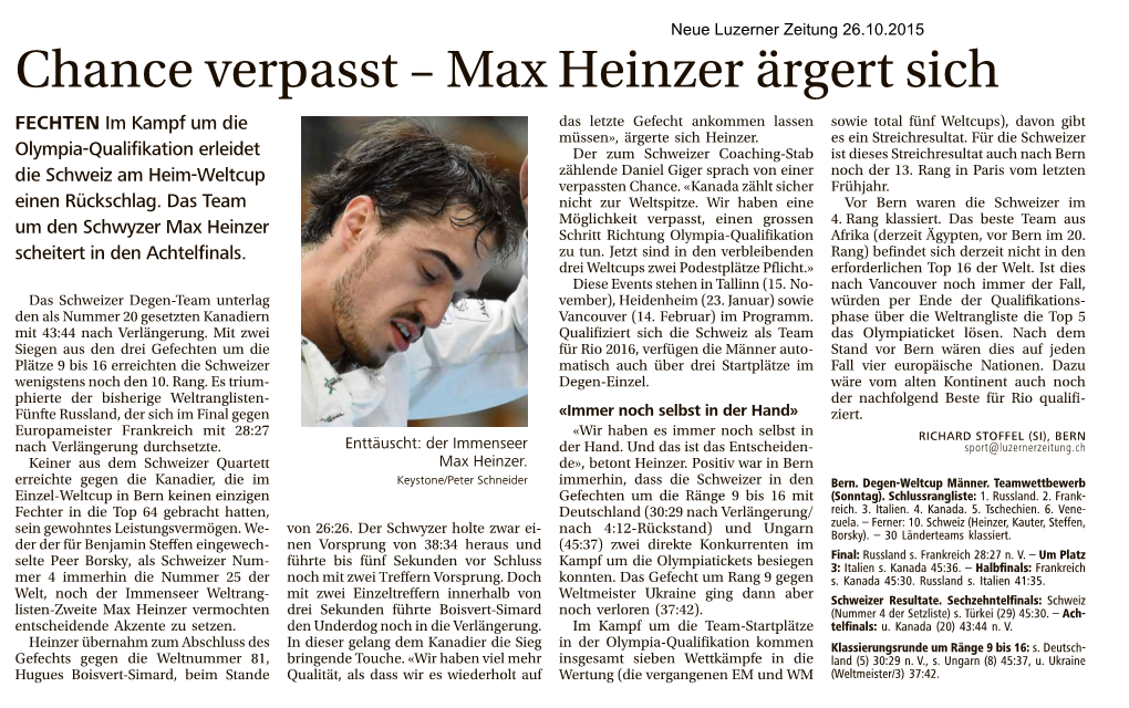 Chance Verpasst – Max Heinzer Ärgert Sich