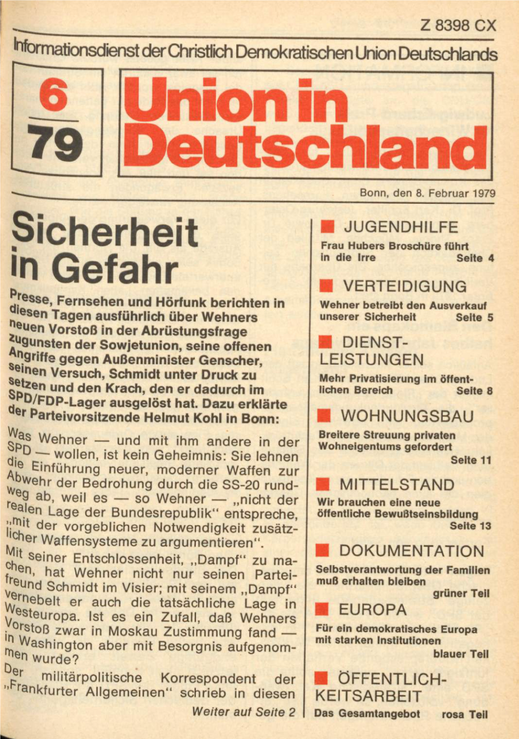 UID 1979 Nr. 6, Union in Deutschland