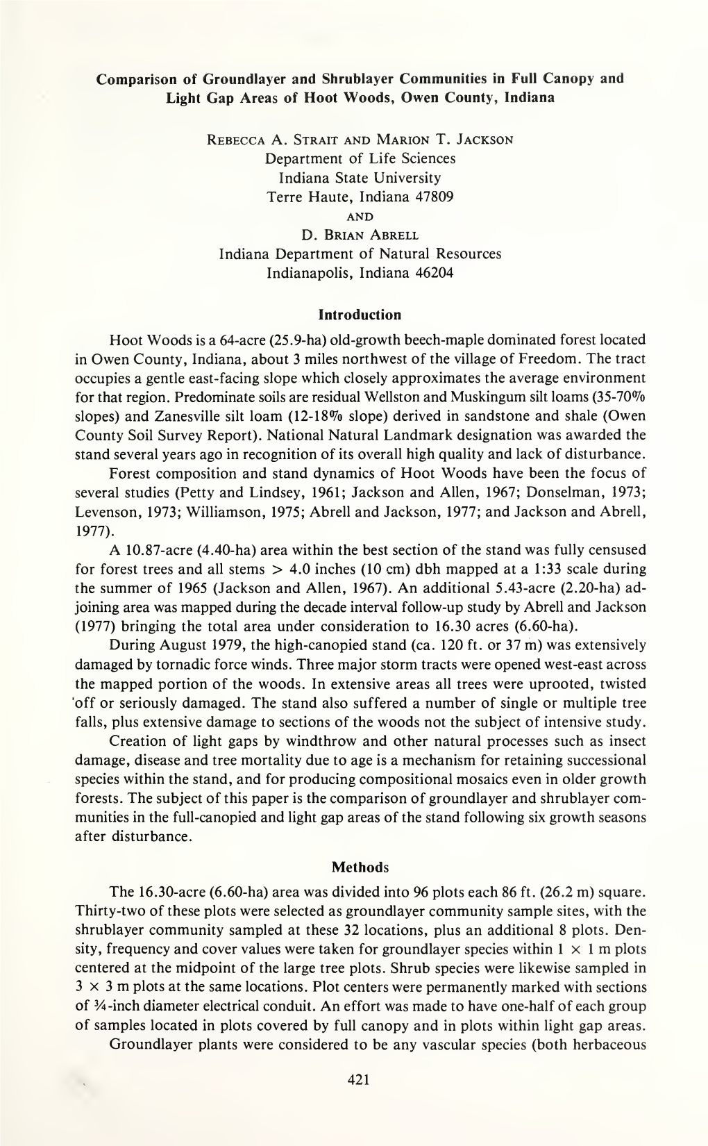 Proceedings of the Indiana Academy of Science