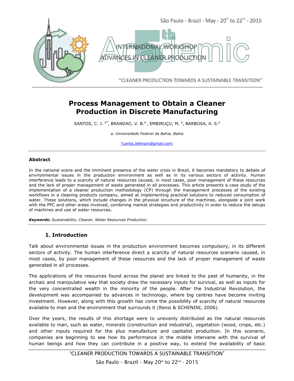 Process Management to Obtain a Cleaner Production in Discrete Manufacturing