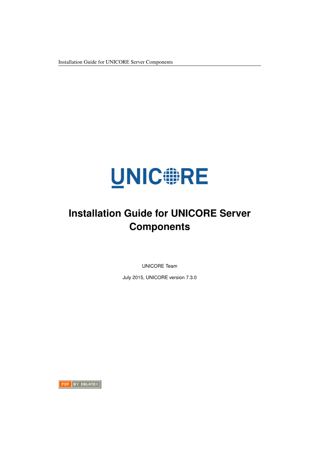 Installation Guide for UNICORE Server Components