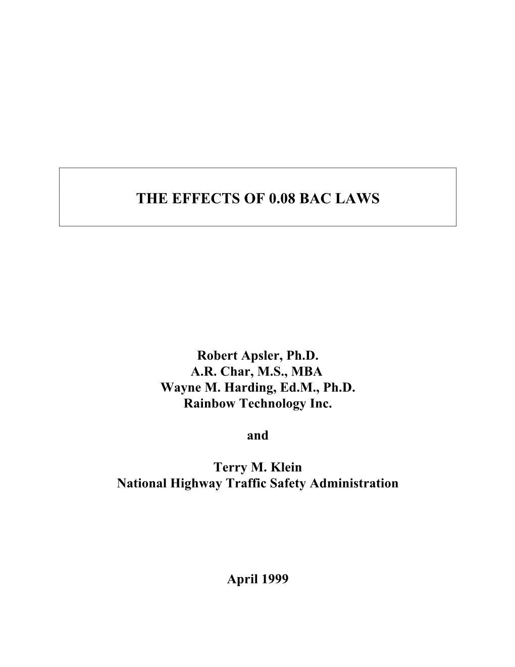 The Effects of 0.08 Bac Laws