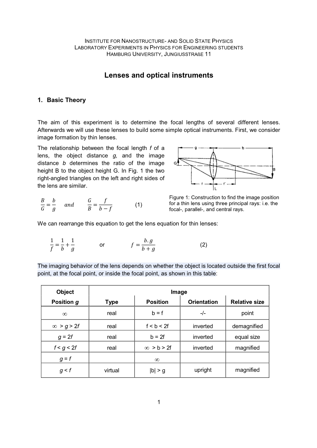 Lenses and Optical Instruments