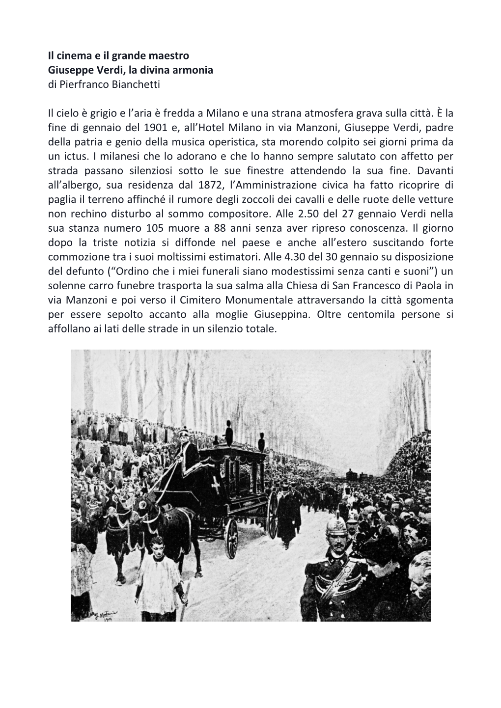 Il Cinema E Il Grande Maestro Giuseppe Verdi, La Divina Armonia Di Pierfranco Bianchetti
