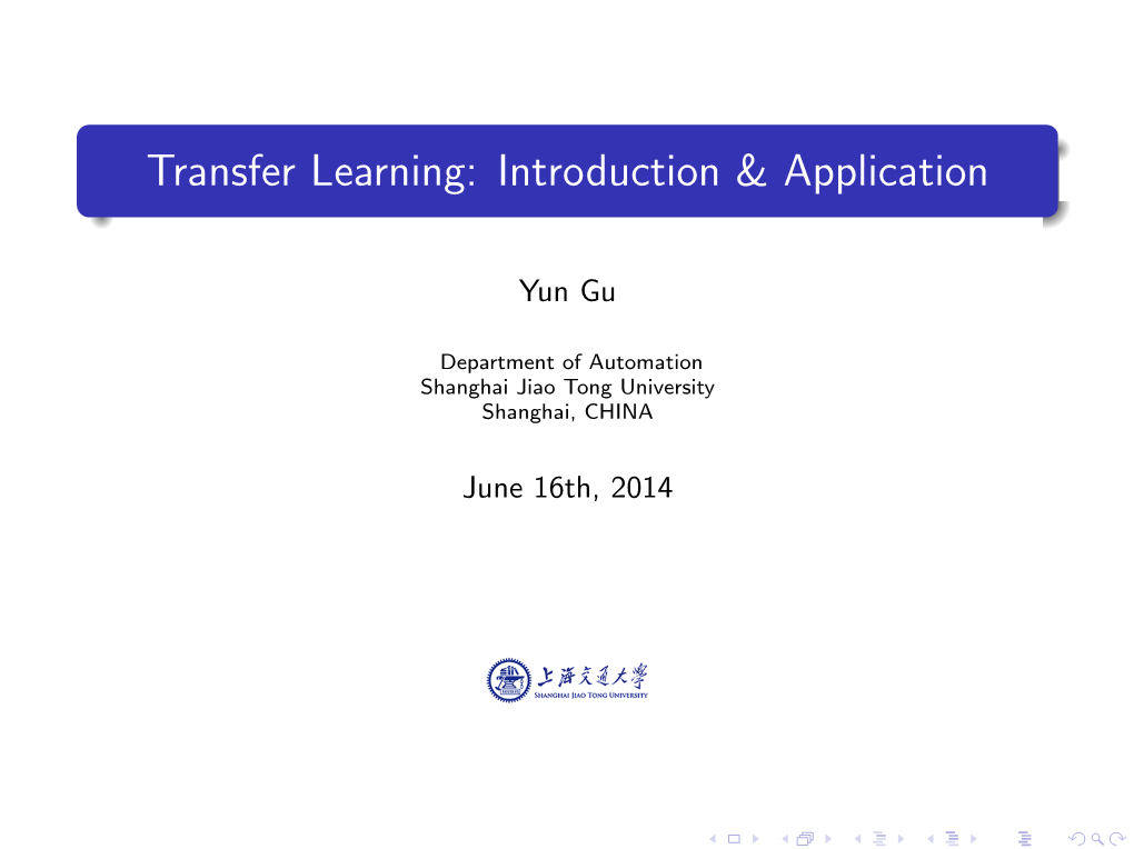 Transfer Learning: Introduction & Application