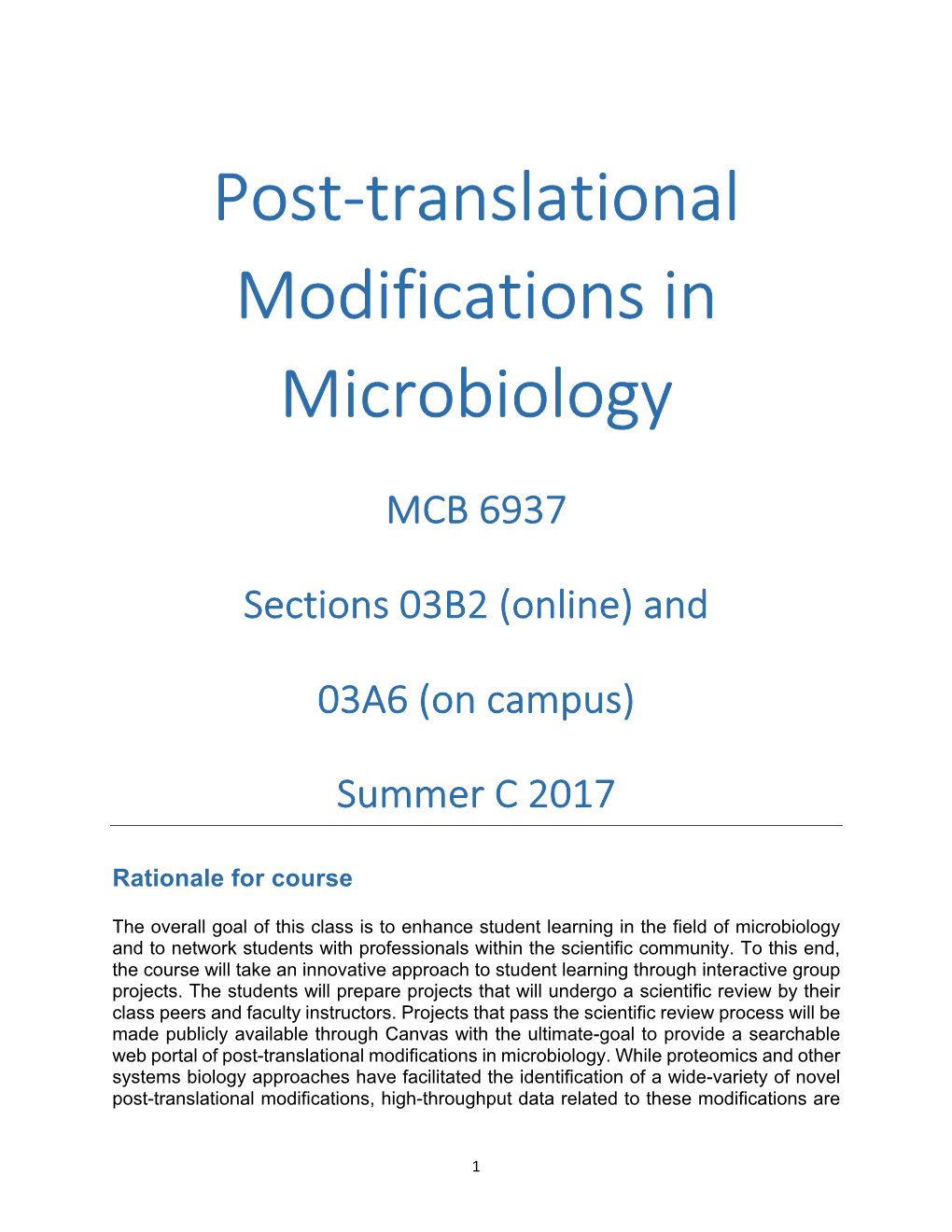 Post-Translational Modifications in Microbiology