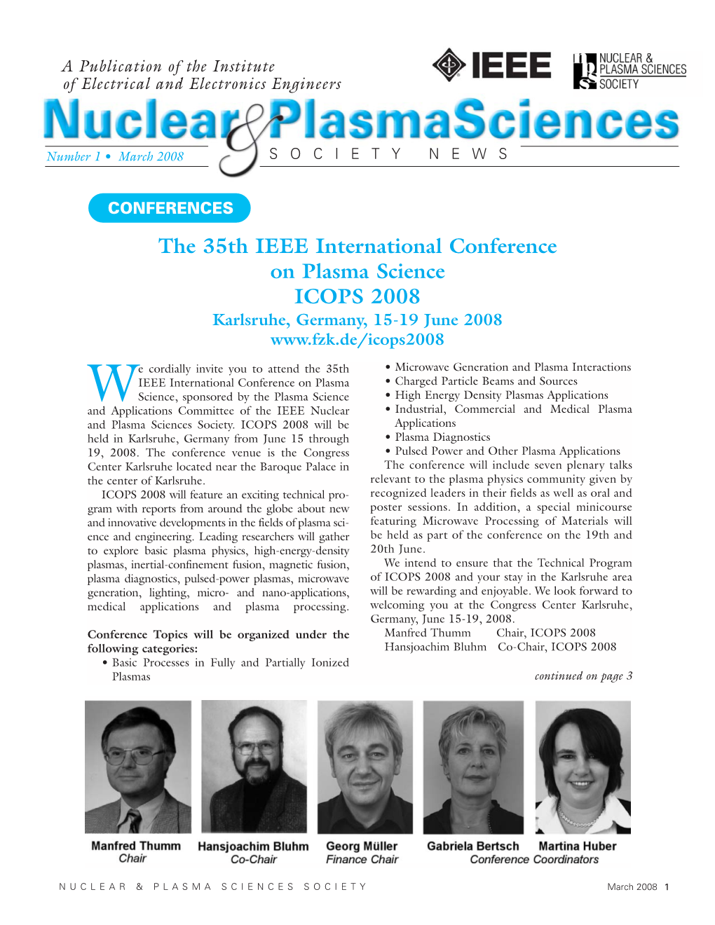 The 35Th IEEE International Conference on Plasma Science ICOPS 2008 Karlsruhe, Germany, 15-19 June 2008