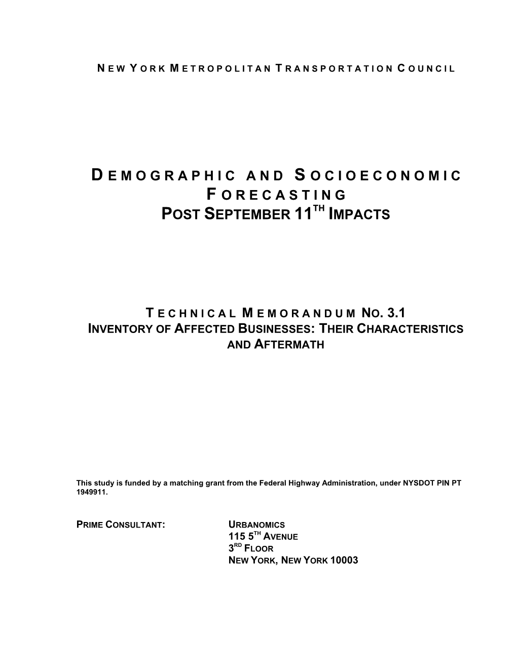 TM 3.1 Inventory of Affected Businesses