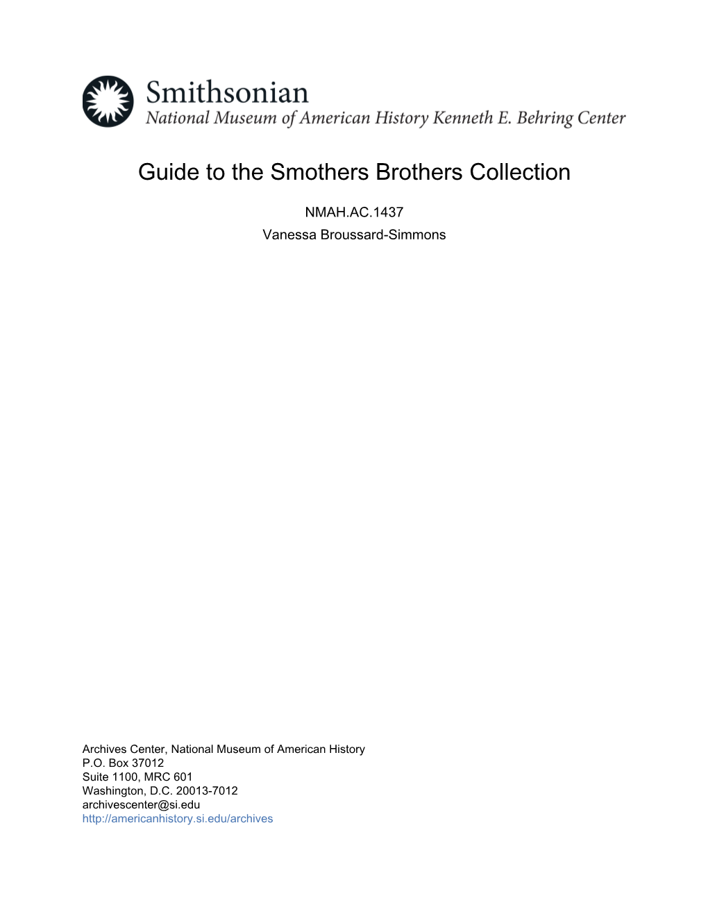 Guide to the Smothers Brothers Collection