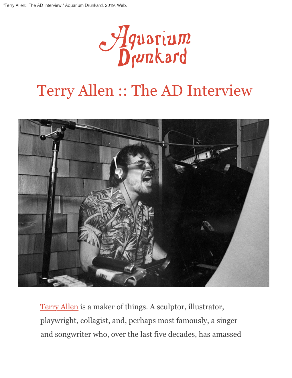 Terry Allen:: the AD Interview.