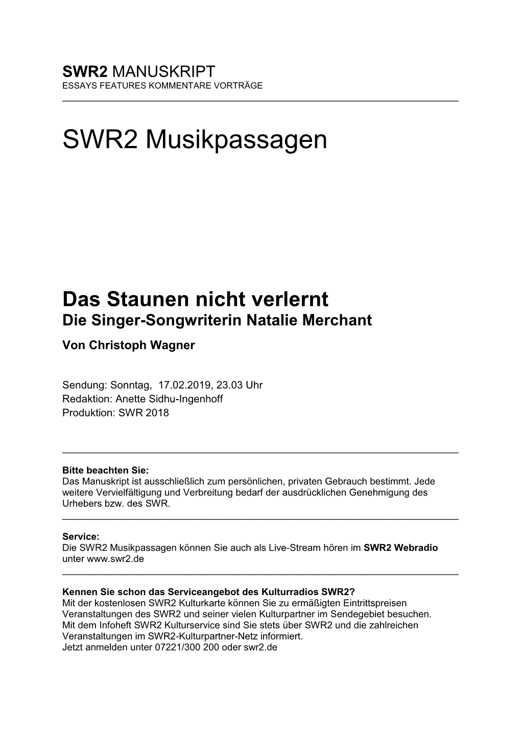 SWR2 Musikpassagen
