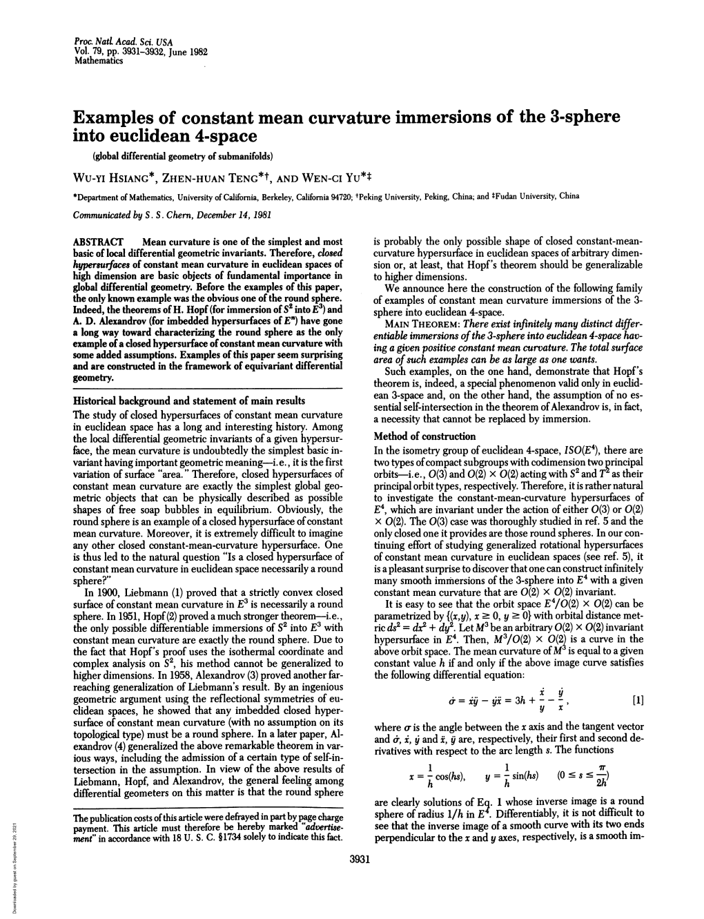 Examples of Constant Mean Curvature Immersions of the 3-Sphere Into