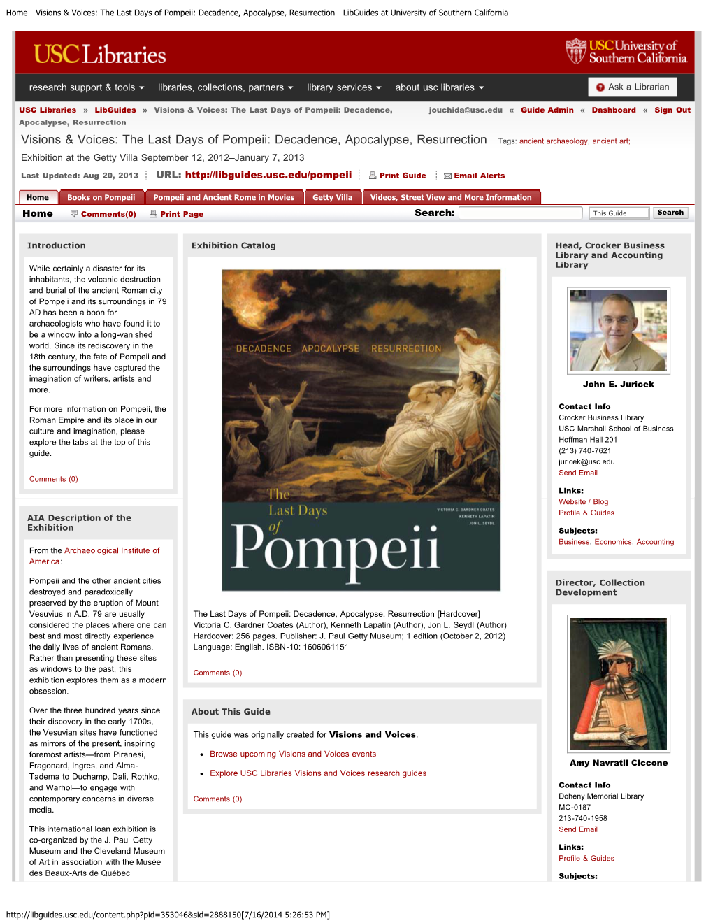 The Last Days of Pompeii: Decadence, Apocalypse, Resurrection - Libguides at University of Southern California